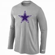 Wholesale Cheap Nike Dallas Cowboys Logo Long Sleeve T-Shirt Grey