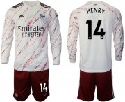Wholesale Cheap Men 2020-2021 club Arsenal away long sleeve 14 white Soccer Jerseys