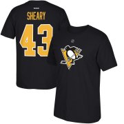 Wholesale Cheap Pittsburgh Penguins #43 Conor Sheary Reebok Name & Number T-Shirt Black