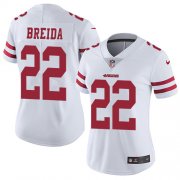 Wholesale Cheap Nike 49ers #22 Matt Breida White Women's Stitched NFL Vapor Untouchable Limited Jersey