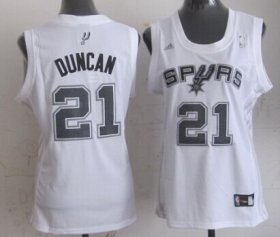 Wholesale Cheap San Antonio Spurs #21 Tim Duncan White Womens Jersey