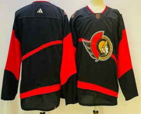 Cheap Men\'s Ottawa Senators Blank Black 2022 Reverse Retro Authentic Jersey