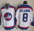 Wholesale Cheap Jets #8 Teemu Selanne White/Blue CCM Throwback Stitched NHL Jersey
