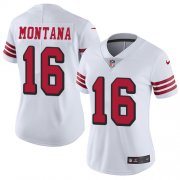 Wholesale Cheap Nike 49ers #16 Joe Montana White Rush Women's Stitched NFL Vapor Untouchable Limited Jersey
