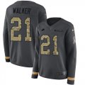 Wholesale Cheap Nike Lions #21 Tracy Walker Anthracite Salute to Service Women's Stitched NFL Limited Therma Long Sleeve Jersey