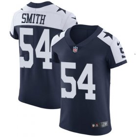 Wholesale Cheap Nike Cowboys #54 Jaylon Smith Navy Blue Thanksgiving Men\'s Stitched NFL Vapor Untouchable Throwback Elite Jersey