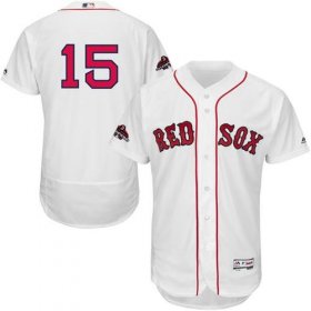 Wholesale Cheap Red Sox #15 Dustin Pedroia White Flexbase Authentic Collection 2018 World Series Champions Stitched MLB Jersey