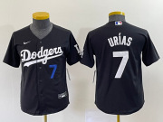 Wholesale Cheap Youth Los Angeles Dodgers #7 Julio Urias Number Black Turn Back The Clock Stitched Cool Base Jersey1