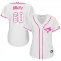 Wholesale Cheap Blue Jays #60 Tanner Roark White/Pink Fashion Women's Stitched MLB Jersey