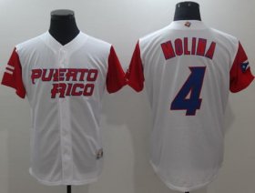Wholesale Cheap Team Puerto Rico #4 Yadier Molina White 2017 World MLB Classic Authentic Stitched MLB Jersey
