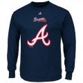 Wholesale Cheap Atlanta Braves Majestic Critical Victory Long Sleeves T-Shirt Navy