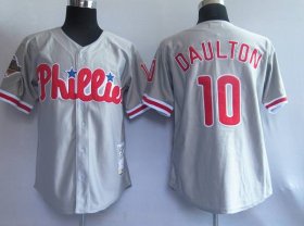 Wholesale Cheap Mitchell and Ness Phillies #10 Royal Daulton Grey Stitched Throwback MLB Jersey