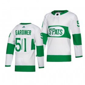 Wholesale Cheap Maple Leafs #51 Jake Gardiner adidas White 2019 St. Patrick\'s Day Authentic Player Stitched NHL Jersey