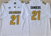 Cheap Men's Colorado Buffaloes #21 Shilo Sanders White 2023 With PAC-12 Patch Stitched Football Jersey