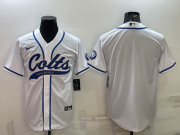 Wholesale Cheap Men's Indianapolis Colts Blank White Cool Base Stitched Baseball Jersey