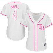 Wholesale Cheap Rays #4 Blake Snell White/Pink Fashion Women's Stitched MLB Jersey