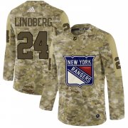 Wholesale Cheap Adidas Rangers #24 Oscar Lindberg Camo Authentic Stitched NHL Jersey