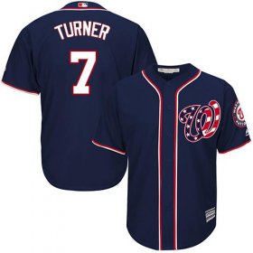 Wholesale Cheap Nationals #7 Trea Turner Navy Blue Cool Base Stitched Youth MLB Jersey