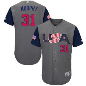 Wholesale Cheap Team USA #31 Daniel Murphy Gray 2017 World MLB Classic Authentic Stitched Youth MLB Jersey