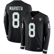 Wholesale Cheap Nike Raiders #8 Marcus Mariota Black Team Color Men's Stitched NFL Limited Therma Long Sleeve Jersey