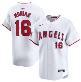 Cheap Men\'s Los Angeles Angels #16 Mickey Moniak White Home Limited Baseball Stitched Jersey