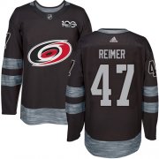 Wholesale Cheap Adidas Hurricanes #47 James Reimer Black 1917-2017 100th Anniversary Stitched NHL Jersey