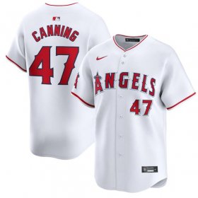 Cheap Men\'s Los Angeles Angels #47 Griffin Canning White Home Limited Baseball Stitched Jersey