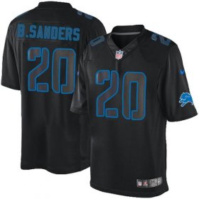 Wholesale Cheap Nike Lions #20 Barry Sanders Black Men\'s Stitched NFL Impact Limited Jersey
