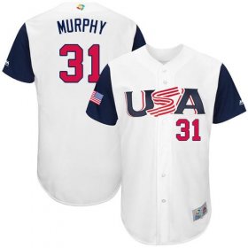 Wholesale Cheap Team USA #31 Daniel Murphy White 2017 World MLB Classic Authentic Stitched Youth MLB Jersey