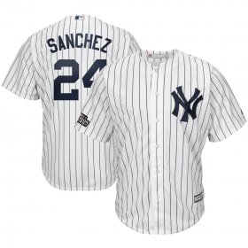 Wholesale Cheap New York Yankees #24 Gary Sanchez Majestic 2019 London Series Cool Base Player Jersey White Navy