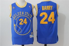 Wholesale Cheap Men\'s Golden State Warriors #24 Rick Barry Blue Hardwood Classics Soul Swingman Throwback The City Jersey