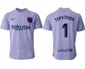 Wholesale Cheap Men 2021-2022 Club Barcelona away aaa version purple 1 Soccer Jersey