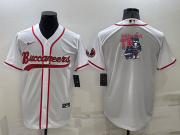 Wholesale Cheap Men's Tampa Bay Buccaneers White Team Big Logo With Patch Cool Base Stitched Baseball Jersey