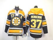Wholesale Cheap Bruins #37 Patrice Bergeron Black Sawyer Hooded Sweatshirt Stitched NHL Jersey