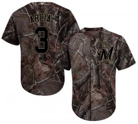 Wholesale Cheap Brewers #3 Orlando Arcia Camo Realtree Collection Cool Base Stitched MLB Jersey
