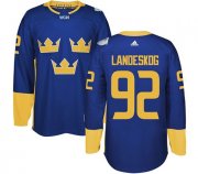 Wholesale Cheap Team Sweden #92 Gabriel Landeskog Blue 2016 World Cup Stitched NHL Jersey