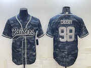 Wholesale Cheap Men's Las Vegas Raiders #98 Maxx Crosby Grey Camo With Patch Cool Base Stitched Baseball Jersey