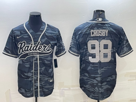 Wholesale Cheap Men\'s Las Vegas Raiders #98 Maxx Crosby Grey Camo With Patch Cool Base Stitched Baseball Jersey