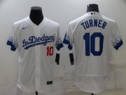 Wholesale Cheap Men's Los Angeles Dodgers #10 Justin Turner White 2021 City Connect Flex Base Stitched Jersey