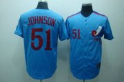 Wholesale Cheap Mitchell and Ness Expos #51 Randy Johnson Blue Stitched Throwback MLB Jersey