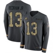 Wholesale Cheap Nike Browns #13 Odell Beckham Jr Anthracite Salute to Service Men's Stitched NFL Limited Therma Long Sleeve Jersey