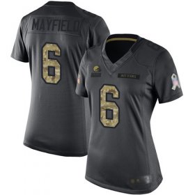 Wholesale Cheap Nike Browns #6 Baker Mayfield Black Women\'s Stitched NFL Limited 2016 Salute to Service Jersey