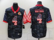 Wholesale Cheap Men's Cleveland Browns #4 Deshaun Watson Camo USA Flag Limited Stitched Jersey