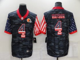 Wholesale Cheap Men\'s Cleveland Browns #4 Deshaun Watson Camo USA Flag Limited Stitched Jersey