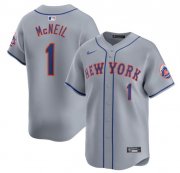 Cheap Men's New York Mets #1 Jeff McNeil 2024 Gray Away Limited Stitched Baseball Jersey