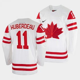 Wholesale Cheap Men\'s Jonathan Huberdeau Canada Hockey White 2022 Beijing Winter Olympic #11 Home Jersey