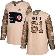 Wholesale Cheap Adidas Flyers #61 Justin Braun Camo Authentic 2017 Veterans Day Stitched NHL Jersey