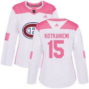 Wholesale Cheap Adidas Canadiens #15 Jesperi Kotkaniemi White/Pink Authentic Fashion Women's Stitched NHL Jersey