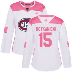 Wholesale Cheap Adidas Canadiens #15 Jesperi Kotkaniemi White/Pink Authentic Fashion Women\'s Stitched NHL Jersey