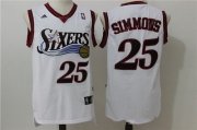 Wholesale Cheap Men's Philadelphia 76ers #25 Ben Simmons White Retro Revolution 30 Swingman Adidas Basketball Jersey